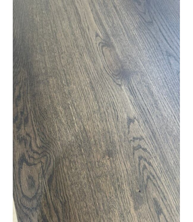 Eiken eettafel donkerbruin & brons frame 240x120cm *showroom