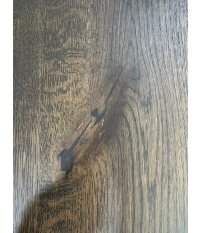 Eiken eettafel donkerbruin & brons frame 240x120cm *showroom