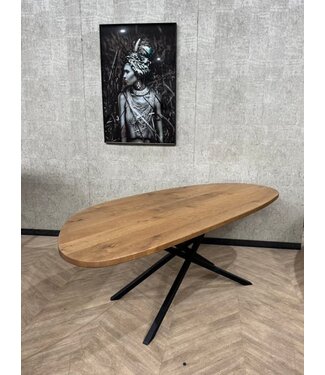 Eiken organische vorm eettafel Leaf 220x100 bruin *showroom