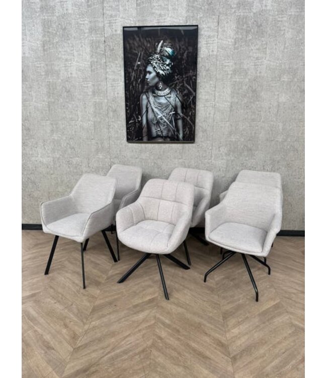 Set van 6 eetkamerstoelen Alba Ortana Stella créme *showroom