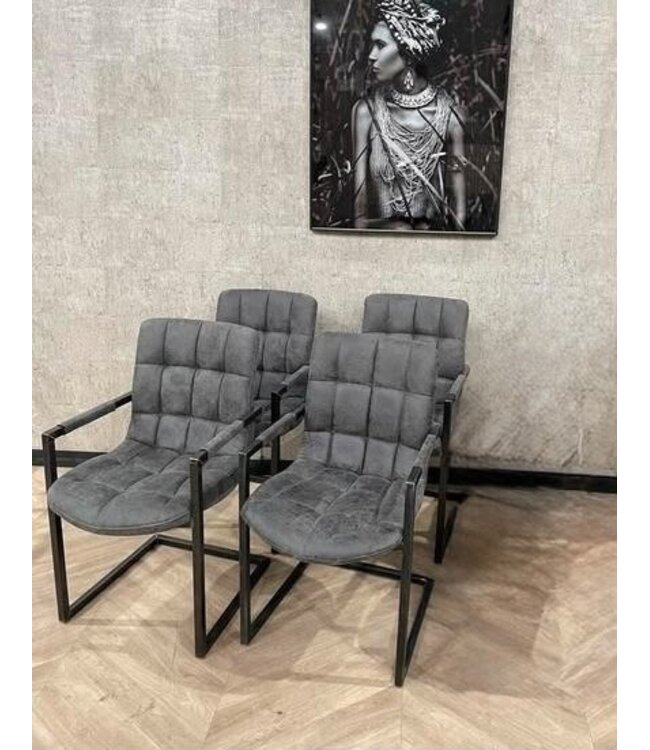 Setje van 4 grijze eetkamerstoelen  Simon *nieuw