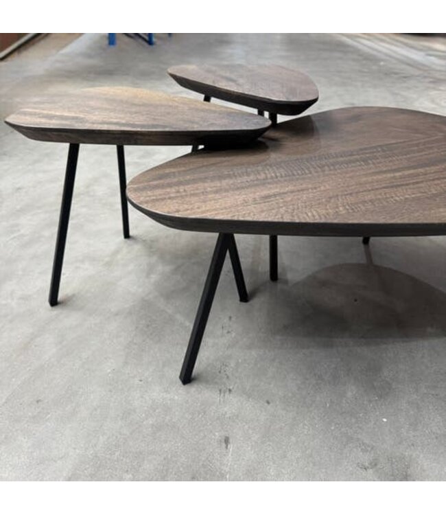 Trio setje kiezel mango salontafeltjes *nieuw op bestelling