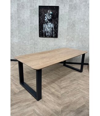 Eiken eettafel 220x100 antraciet frame *showroom