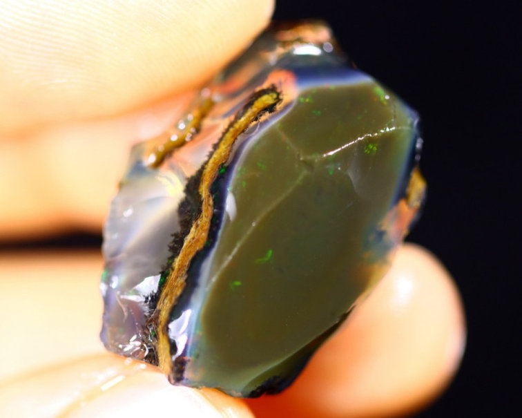 Welo etiope grezzo - Opale di cristallo - "Mysterious Fog" - (26 x 16 x 15 mm - 32 carati) - POC-0134 - VENDUTO