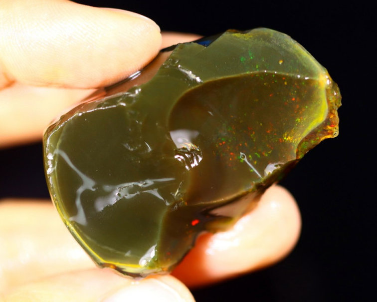 Ruwe Ethiopische Welo - Crystal Opaal - "Darkness of Space" - (44x27x20mm -  127 karaat) - POC-0221