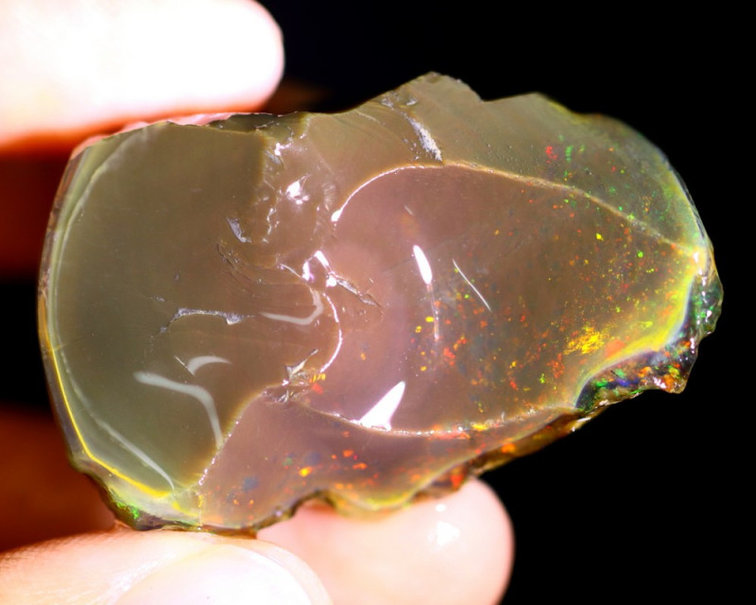 Ruwe Ethiopische Welo - Crystal Opaal - "Darkness of Space" - (44x27x20mm -  127 karaat) - POC-0221