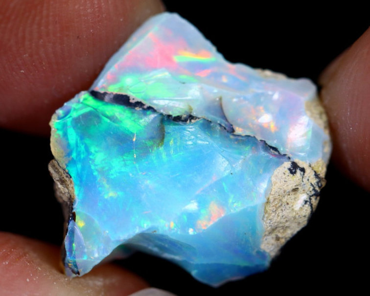 Extremely Rare Rough Ethiopian Welo Opal - "New Born Galaxy" - (17 x 16 x 8mm - 9 carats) - POC-0226