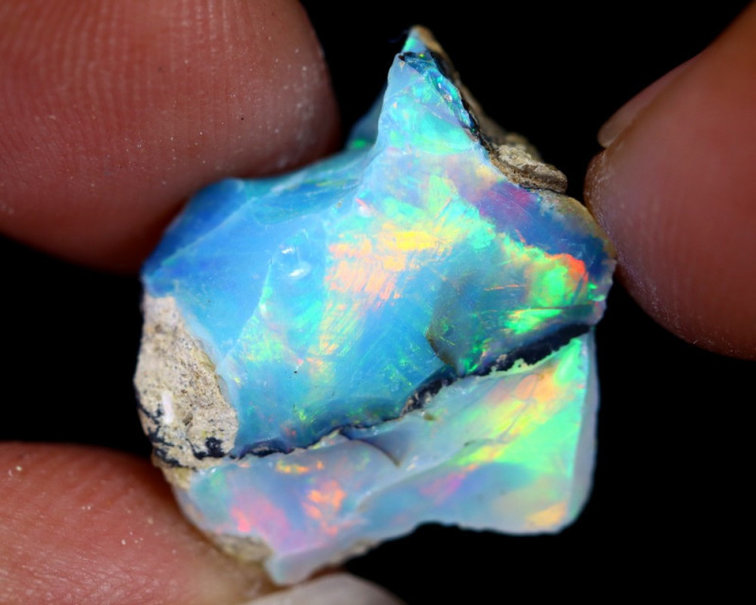 Extrêmement rare Opale Welo éthiopienne brute - "New Born Galaxy" - (17 x 16 x 8mm - 9 carats) - POC-0226