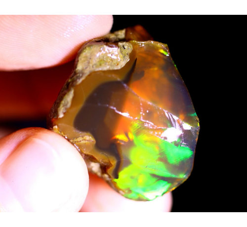 Ruwe Ethiopische Welo - Crystal Opaal - "Forest Fire" - (28x24x16mm -  53 karaat) - POC-0245