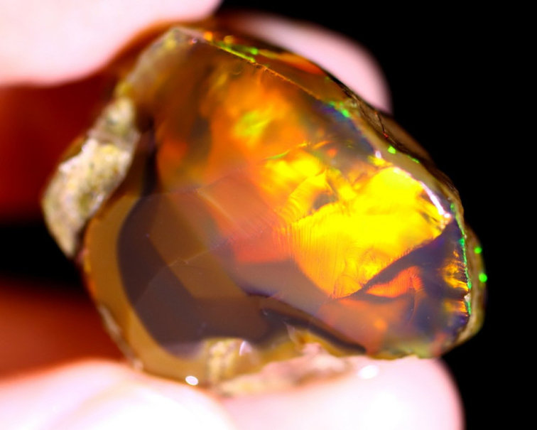 Ruwe Ethiopische Welo - Crystal Opaal - "Forest Fire" - (28x24x16mm -  53 karaat) - POC-0245