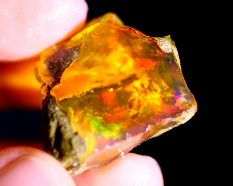 Ruwe Ethiopische Welo - Crystal Opaal - "Underwater Sun" - (27x27x11mm -  36 karaat) - POC-0248