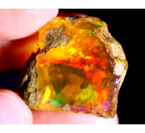 Welo éthiopien brut - Opale de cristal - " Underwater Sun " - (27x27x11mm - 36 carats) - POC-0248
