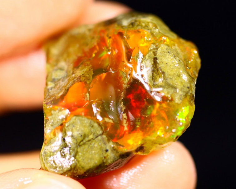 Äthiopischer Welo - Kristall Opal - "Underwater Sun" - (27x27x11mm - 36 Karat) - POC-0248