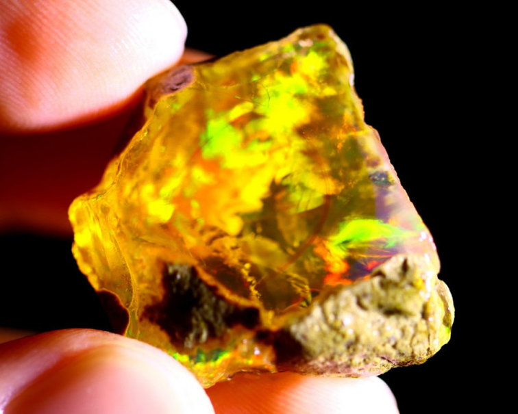 Welo etiope grezzo - Opale di cristallo - " Underwater Sun" - (27x27x11mm - 36 carati) - POC-0248