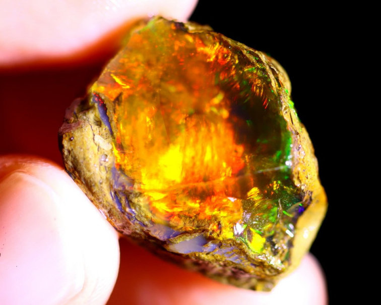 Ruwe Ethiopische Welo - Crystal Opaal - "Tiger's Eye" - (26x19x16mm -  35 karaat) - POC-0250