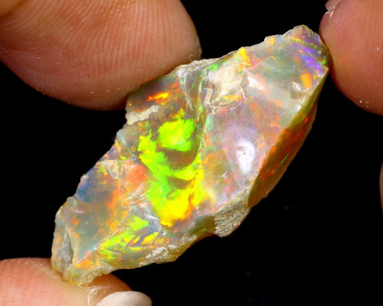 Ruwe Ethiopische Welo Opaal - "Rainbow Cloud" - (27 x 14 x 8 mm  -  9 karaat) - POC-0262