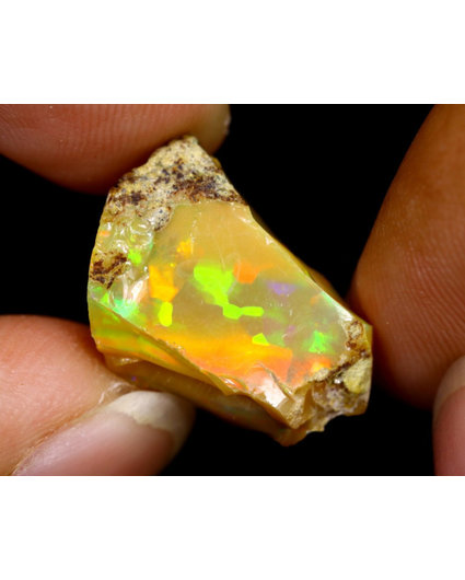 Rough Ethiopian Welo Opal - "Clouded Colours" - (18 x 12 x 6 mm - 7 carats) - POC-0263