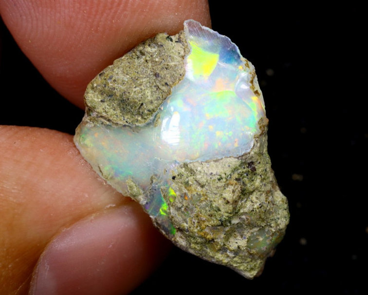 Rough Ethiopian Welo Opal - "Heavenly Colour Palette" - (19 x 13 x 6mm - 6 carats) - POC-0265