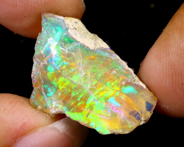 Äthiopischer Welo-Opal in Rohform - "Schatz im Eis" - (21 x 14 x 7 mm - 7 Karat) - POC-0277