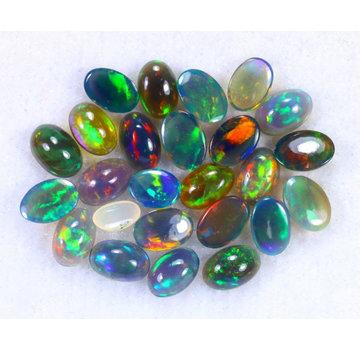 Set of 25 Ethiopian Welo Opals Smoked - "Dark Dynasty"  - (6.0x4.0x2.1mm - 6.99 carats) - POC-0293