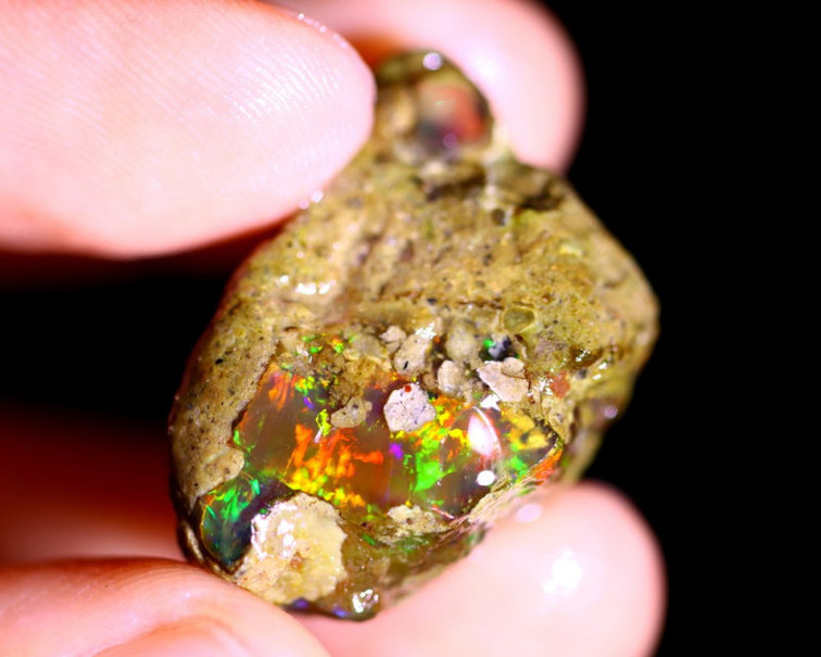 Ruwe Ethiopische Welo - Kristal Opaal - "Inner Flame" - (27 x 18 x 10 mm - 29 karaat) - POC-0298