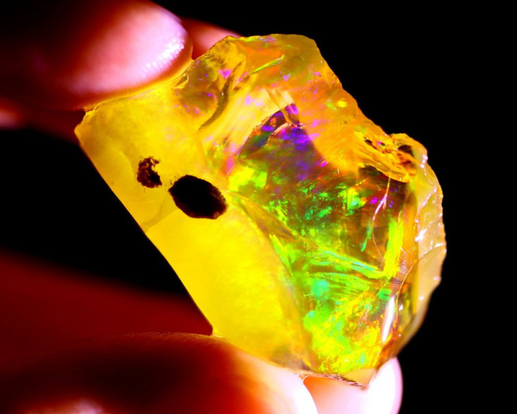 Rough Ethiopian Welo - Crystal Opal - "Devoured by Sun" - (24 x 26 x 15 mm - 55 carats) - POC-0310