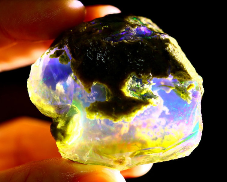 Äthiopischer Welo-Rohstein - Kristallopal - " Stone of Destiny" - (52 x 45 x 21 mm - 239 Karat) - POC-0311