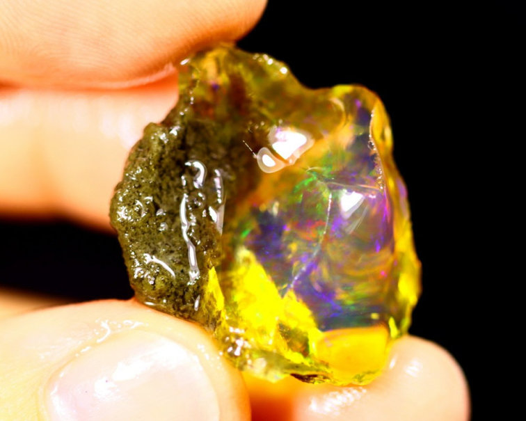 Welo éthiopien brut - Opale cristalline - "Colourful Emotion" - (27 x 22 x 10 mm - 23 carats) - POC-0315