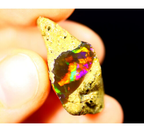Welo éthiopien brut - Opale cristalline - "Dimensional Portal" - (25 x 16 x 12 mm - 19 carats) - POC-0330
