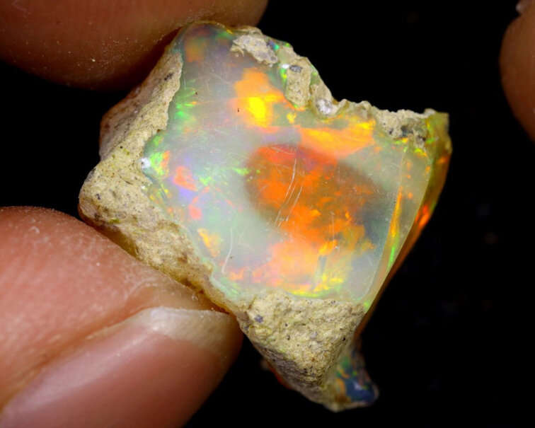 Äthiopischer Welo-Opal in Rohform - " Deepest Secret" - (15 x 13 x 9 mm - 9 Karat) - POC-0358