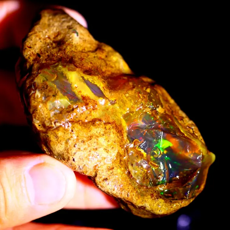 Welo etiope grezzo - Opale di cristallo - "Cristallo della speranza" - (72 x 36 x 18 mm - 249 carati) - POC-0406