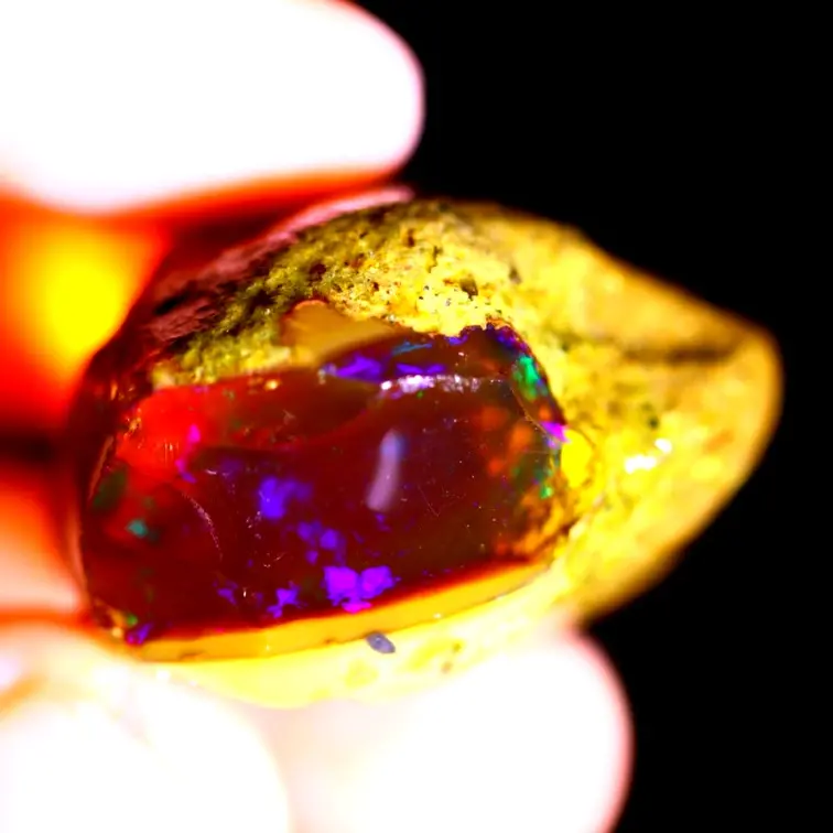 Ruwe Ethiopische Welo - Kristal Opaal - "Red Sky" - (29 x 20 x 19 mm - 60 karaat) - POC-0410