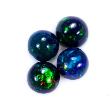 Set of 4 Ethiopian Welo - Smoked Opals "Planetary Cycle" - (6 x 6 x 3.5 mm - 2.73 carats) - POC-0432