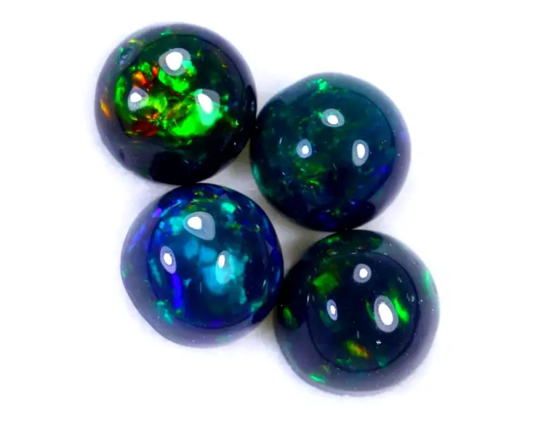 Set of 4 Ethiopian Welo - Smoked Opals "Planetary Cycle" - (6 x 6 x 3.5 mm - 2.73 carats) - POC-0432