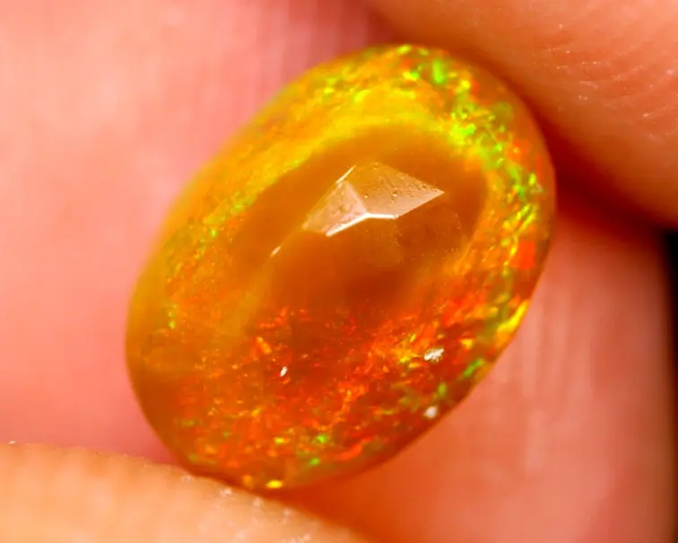 Faceted Ethiopian Welo Opal - "Morning Glow" - 8.8 x 6.4 x 4.8 mm - 1.23 carats - POC-0434