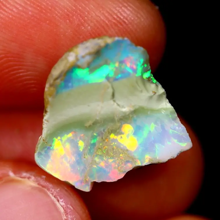 Rough Ethiopian Welo Opal - "Separated Beauty" (15 x 14 x 5 mm - 3 carats) - POC-0482