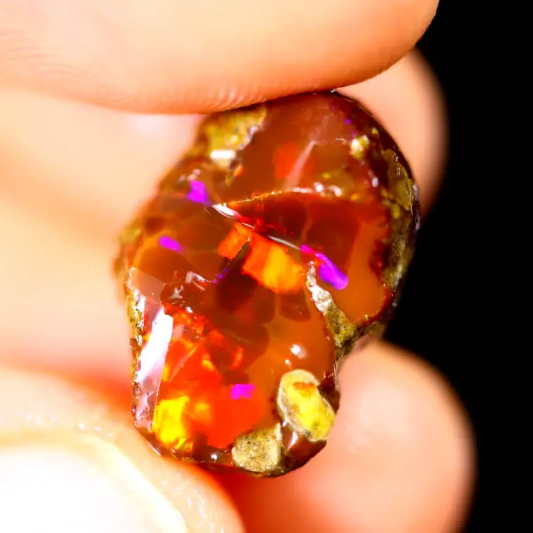 Ruwe Ethiopian Welo - Opale di cristallo - "Purple Rain" - (16 x 11 x 9 mm - 8 carati) - POC-0486