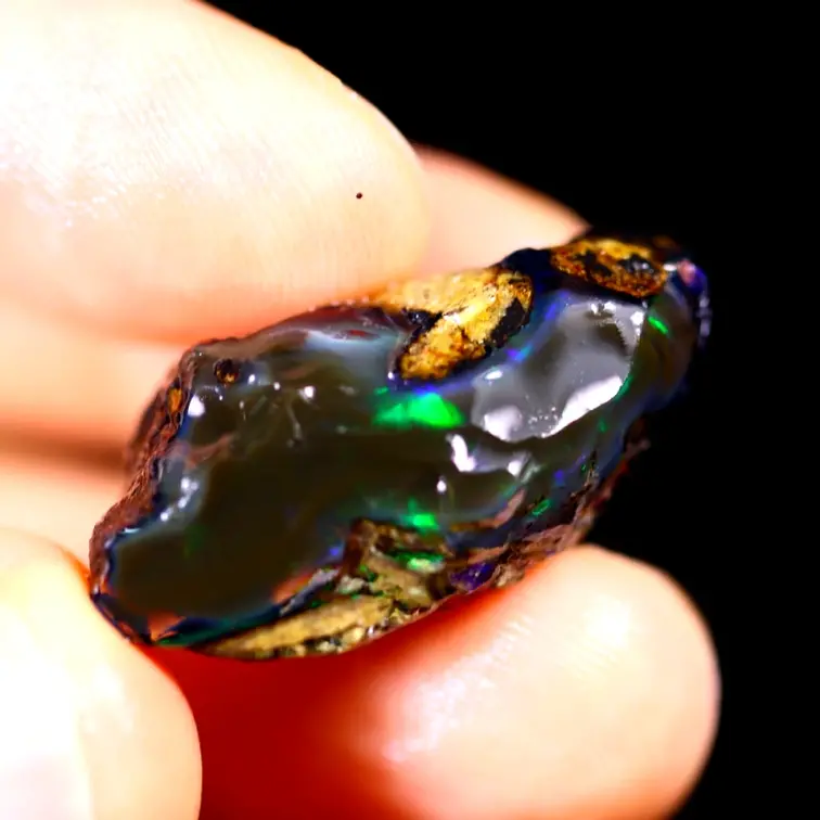 Welo etiope grezzo - Opale di cristallo - " Depth of Darkness" - (27 x 12 x 9 mm - 17 carati) - POC-0490