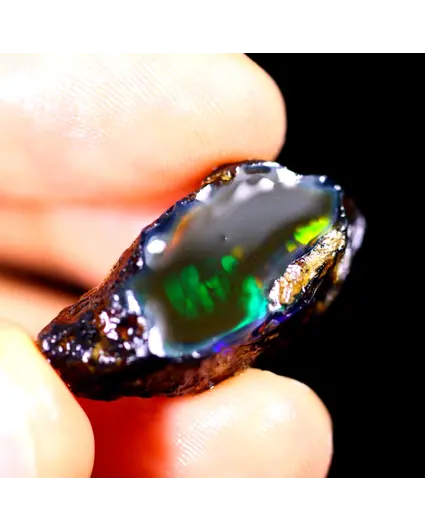 Rough Ethiopian Welo - Crystal Opal - "Depth of Darkness" - (27 x 12 x 9 mm - 17 carats) - POC-0490