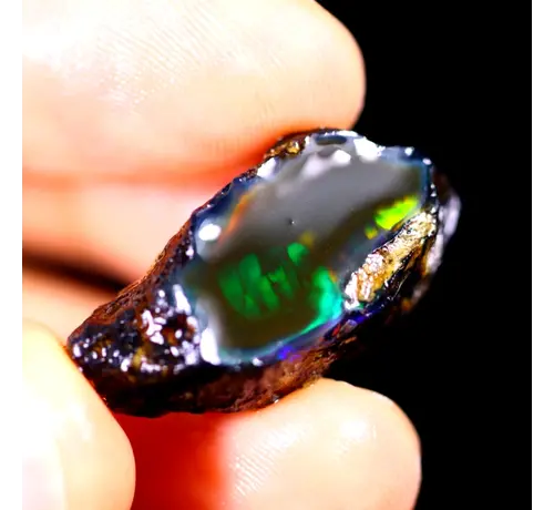 Welo éthiopien brut - Opale cristalline - " Depth of Darkness " - (27 x 12 x 9 mm - 17 carats) - POC-0490