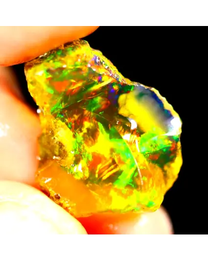 Rough Ethiopian Welo - Crystal Opal - "Exploding Sun" - (20 x 16 x 7 mm - 8 carats) - POC-0493