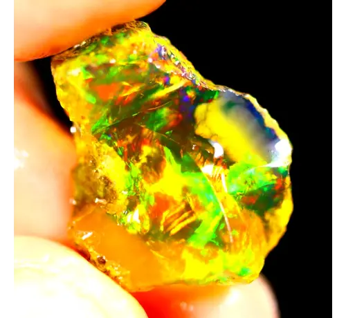 Ruwe Ethiopische Welo - Kristal Opaal - "Exploding Sun" - (20 x 16 x 7 mm - 8 karaat) - POC-0493