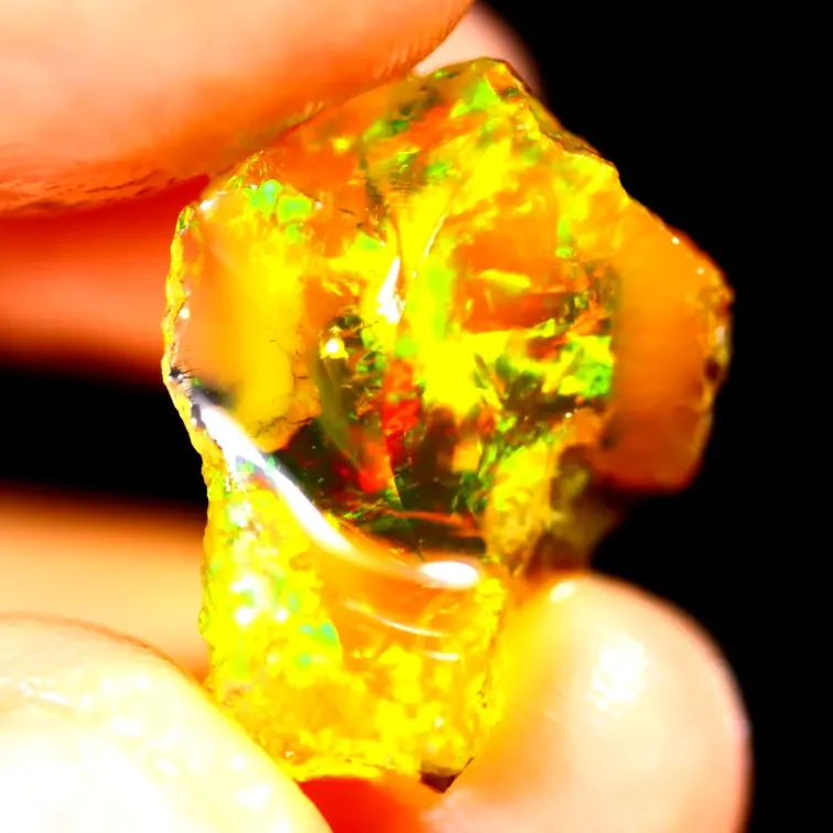 Rough Ethiopian Welo - Crystal Opal - "Exploding Sun" - (20 x 16 x 7 mm - 8 carats) - POC-0493