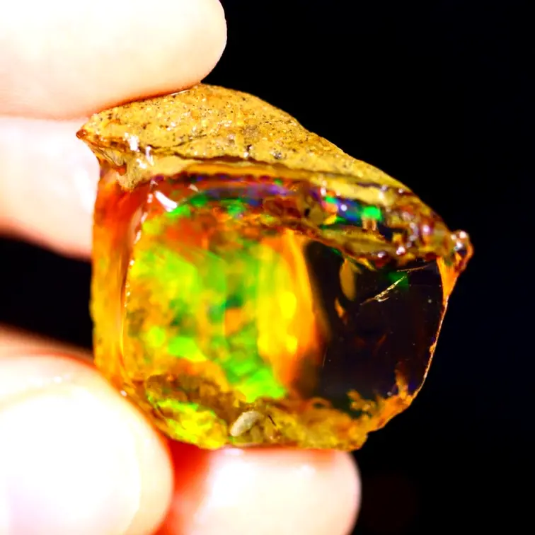 Rough Ethiopian Welo - Crystal Opal - "Burried Chamber" - (26 x 22 x 12 mm - 36 carats) - POC-0505
