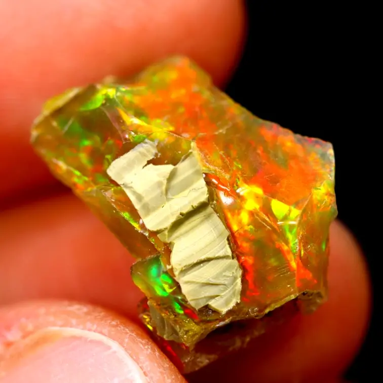 Rough Ethiopian Welo Opal - "Copper Nugget" - (18 x 14 x 6 mm - 6 carats) - POC-0513