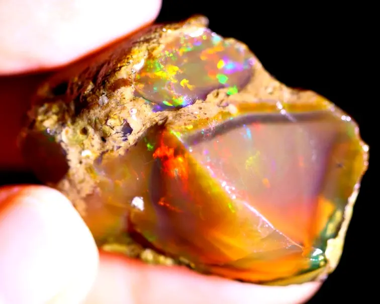 Rough Ethiopian Welo - Crystal Opal - "Blood Stone" - (39 x 28 x 18 mm - 80 carats) - POC-0513