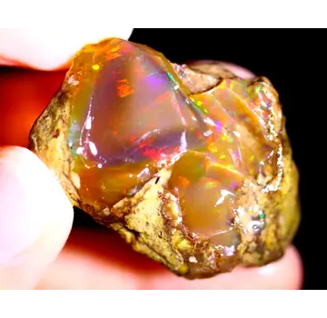 Welo etiope grezzo - Opale di cristallo - " Blood Stone" - (39 x 28 x 18 mm - 80 carati) - POC-0513