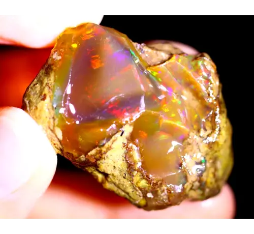 Rough Ethiopian Welo - Crystal Opal - "Blood Stone" - (39 x 28 x 18 mm - 80 carats) - POC-0513