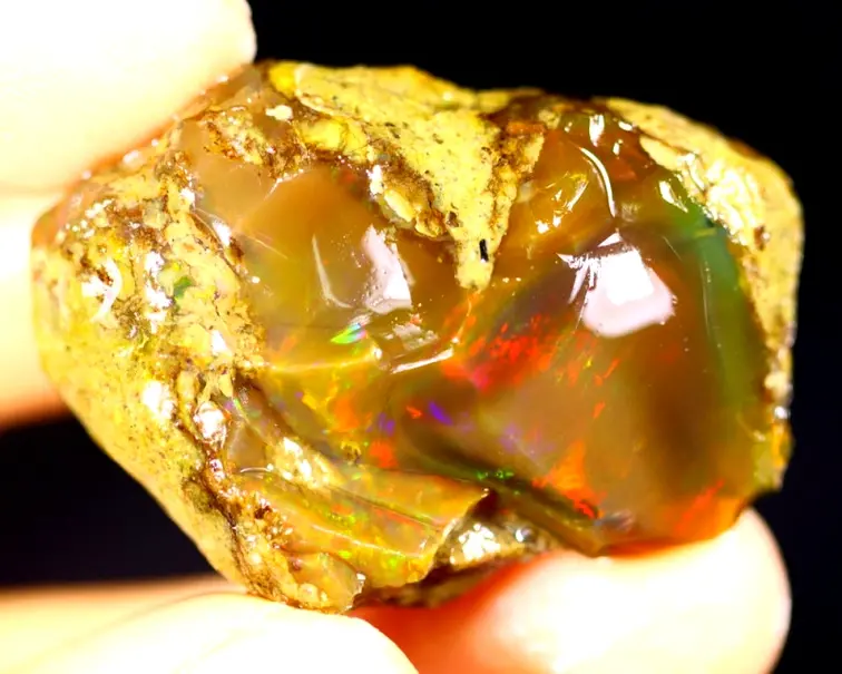 Rough Ethiopian Welo - Crystal Opal - "Blood Stone" - (39 x 28 x 18 mm - 80 carats) - POC-0513