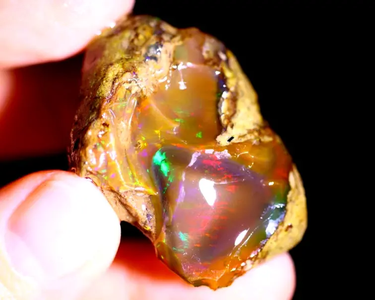 Welo éthiopien brut - Opale cristalline - " Blood Stone " - (39 x 28 x 18 mm - 80 carats) - POC-0513